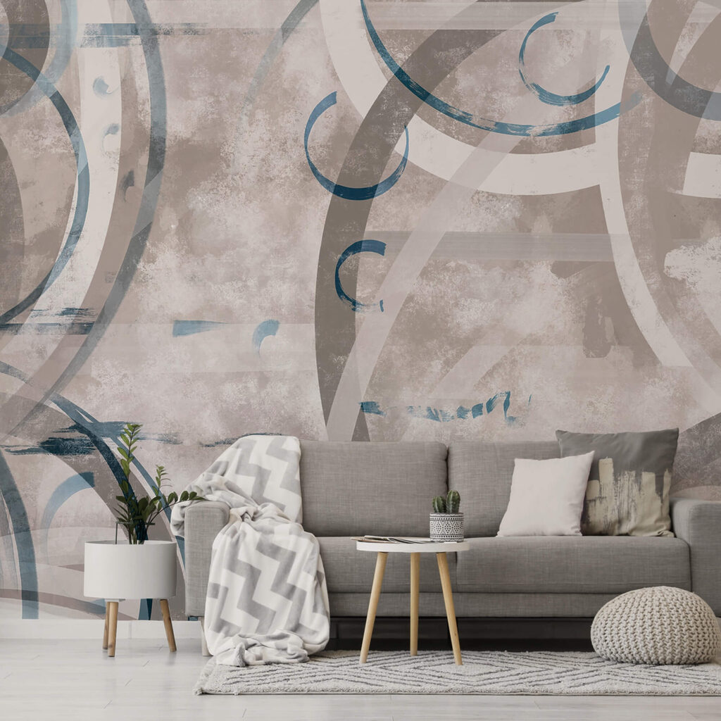 Сірі та сині завитки та кола