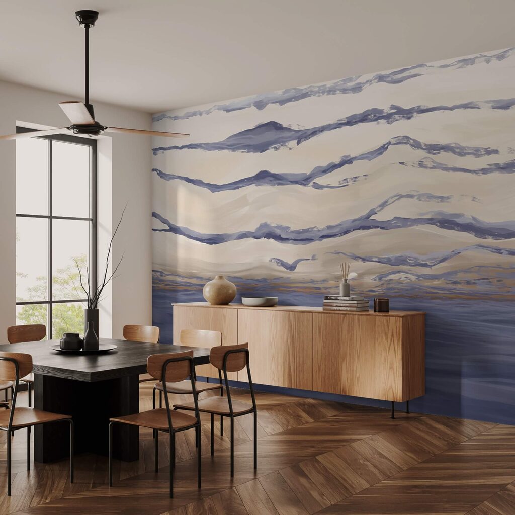 Вода з хвилями і птахами, що літають