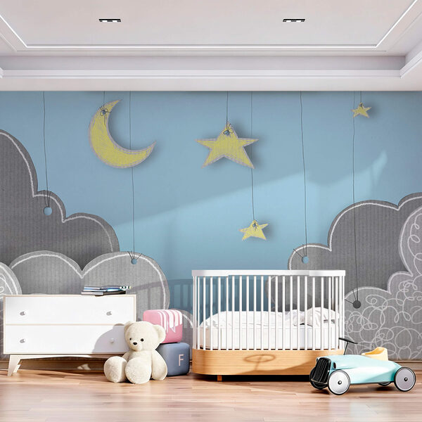 Місяць і зірки з хмар