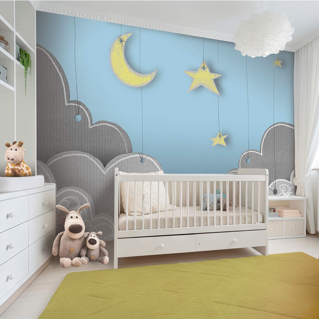 Місяць і зірки з хмар