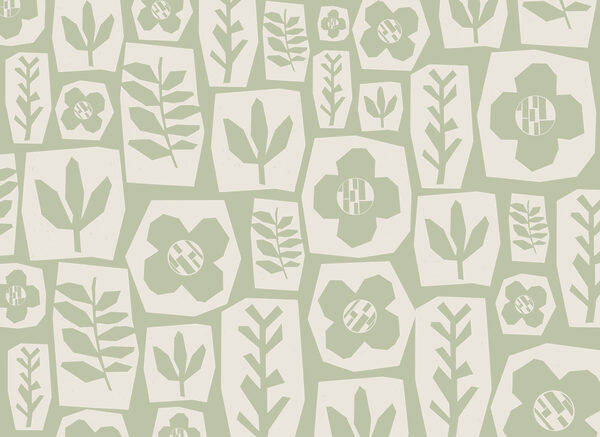 Pattern of flowers and leaves