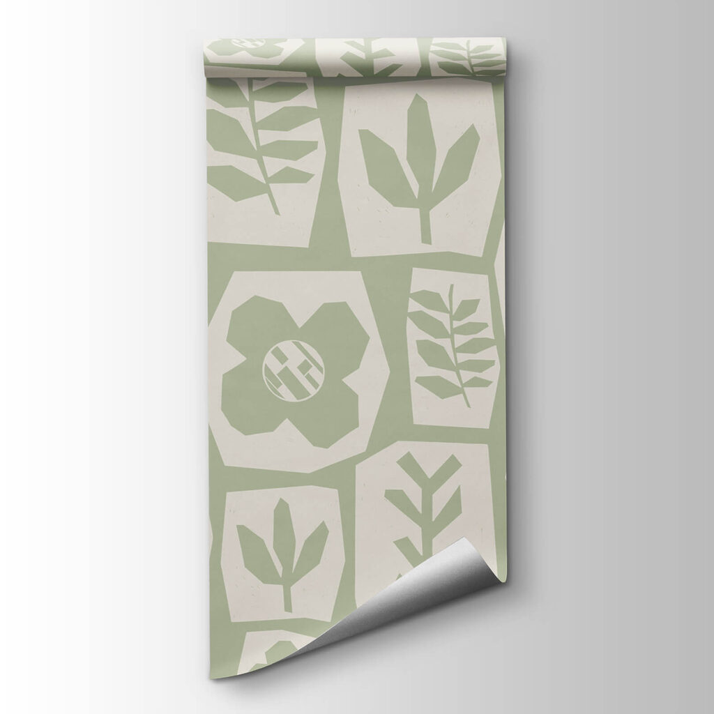 Pattern of flowers and leaves