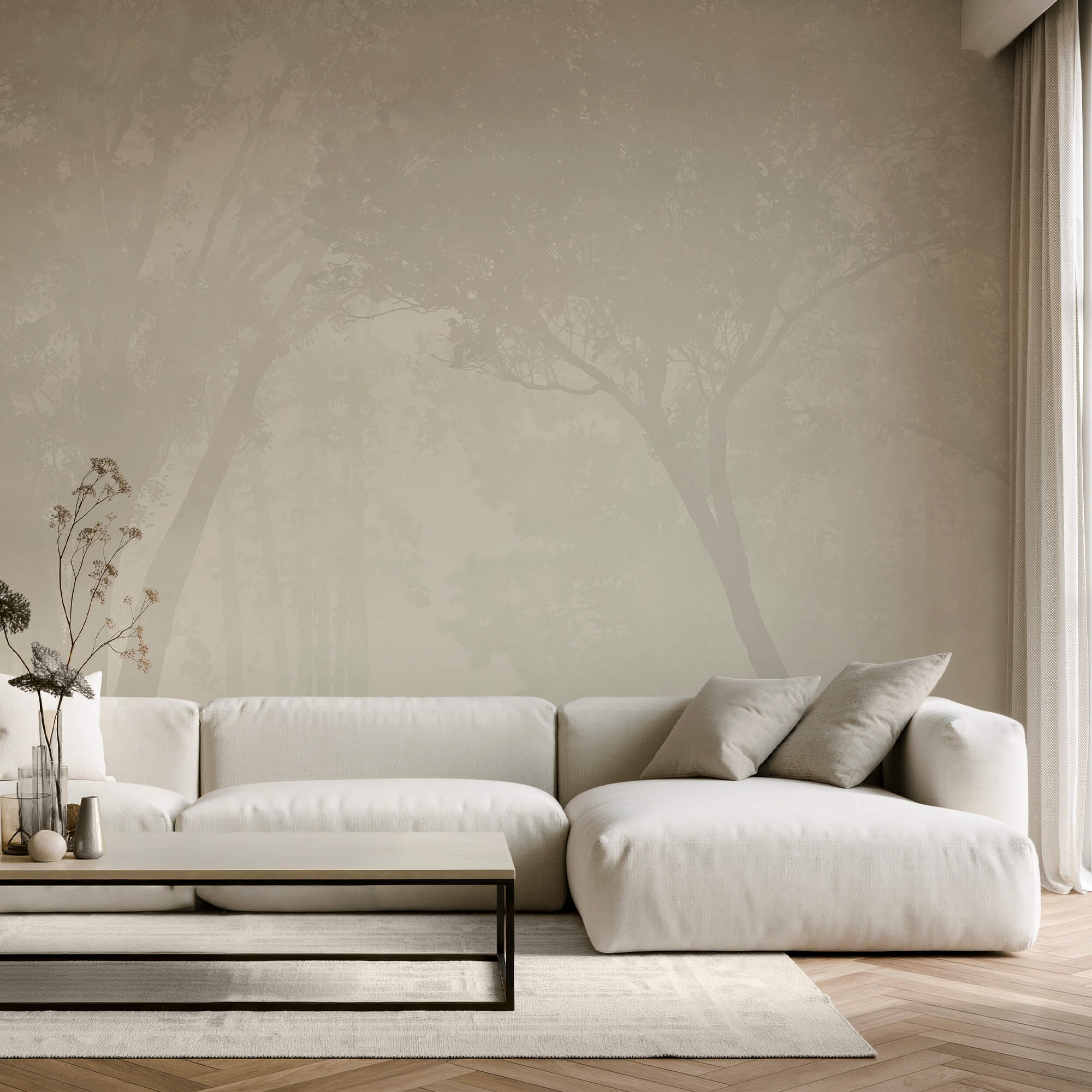 Туманний ліс з деревами