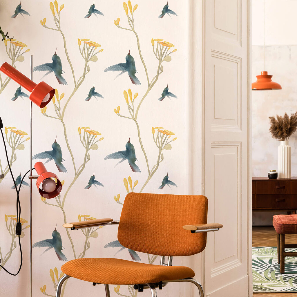 Візерунок з птахів і квітів