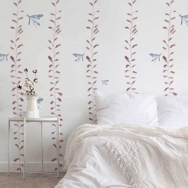 Шпалери з метеликами та листям