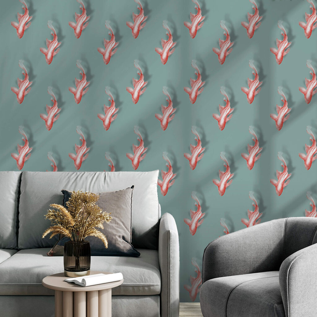 Візерунок риб на синьому тлі