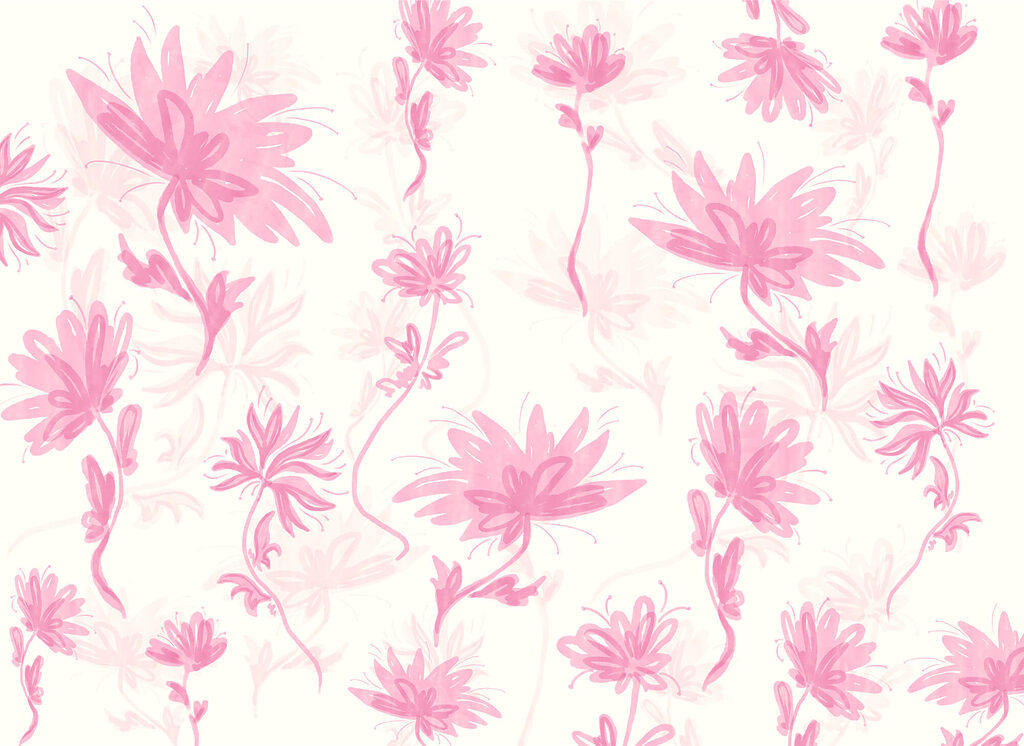 Pink flowers on a white background