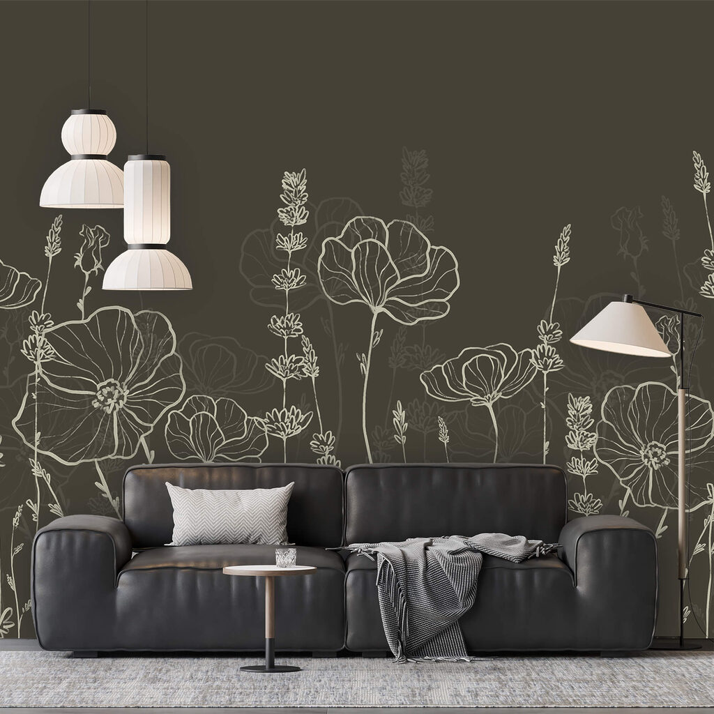 Ряд квітів на темному тлі Ряд квітів на темному тлі