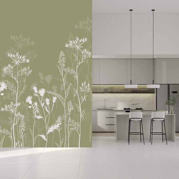 Ніжні квіткові візерунки на зеленому тлі