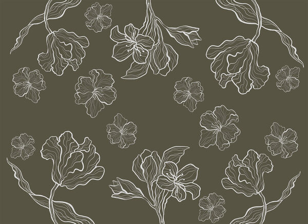 Pattern of flowers on a gray background Pattern of flowers on a gray background