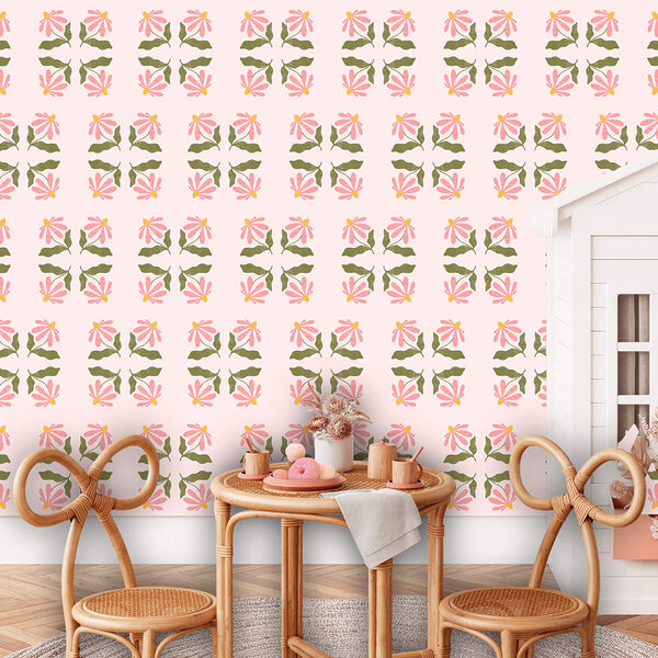 Фотошпалери Візерунок із квітів і листя (Артикул: t00636) Фотошпалери Фотошпалери Візерунок із квітів і листя (Артикул: t00636)