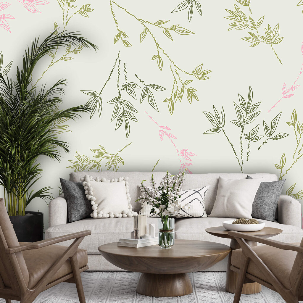 Візерунок з листя на білому тлі Візерунок з листя на білому тлі