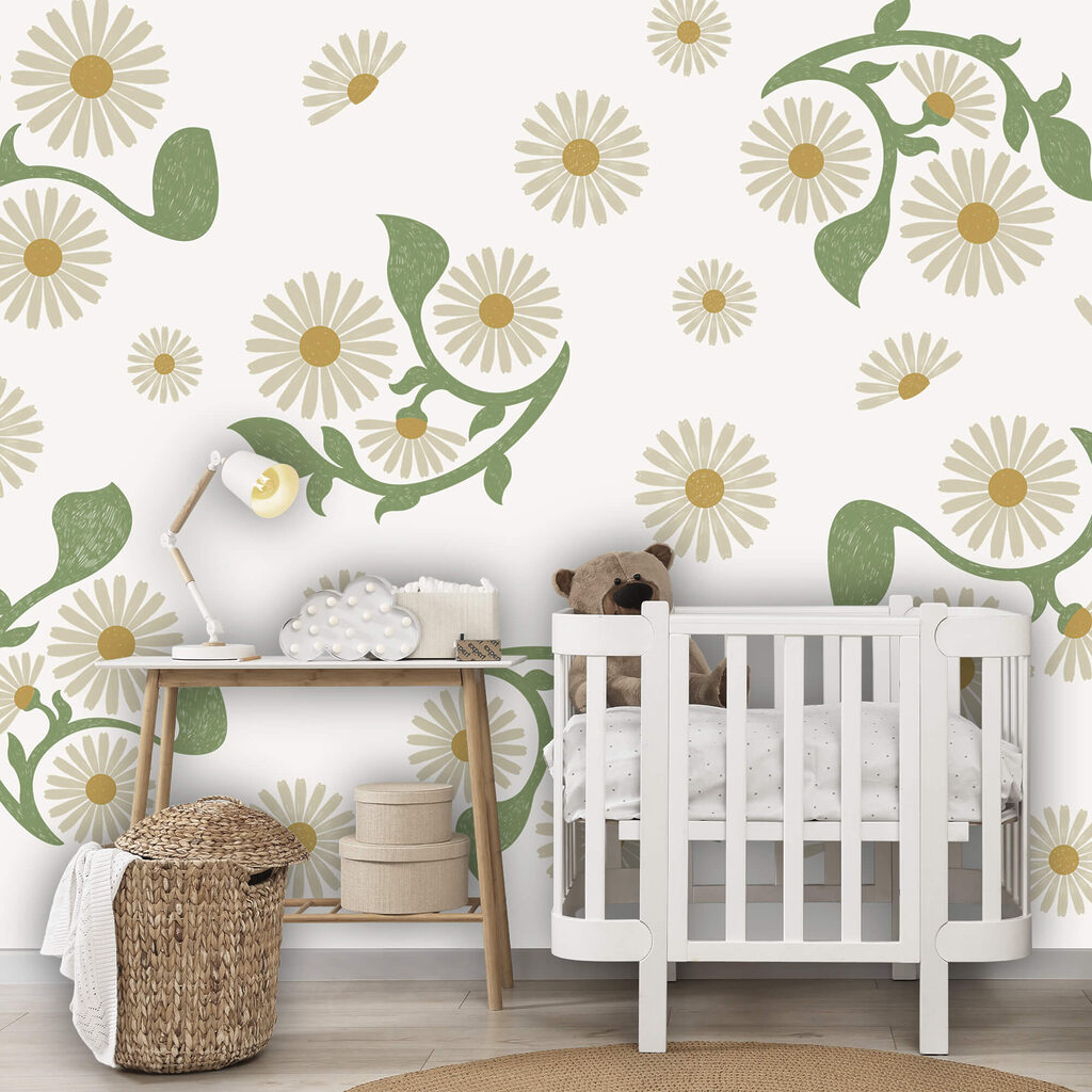 Біло-зелений квітковий візерунок