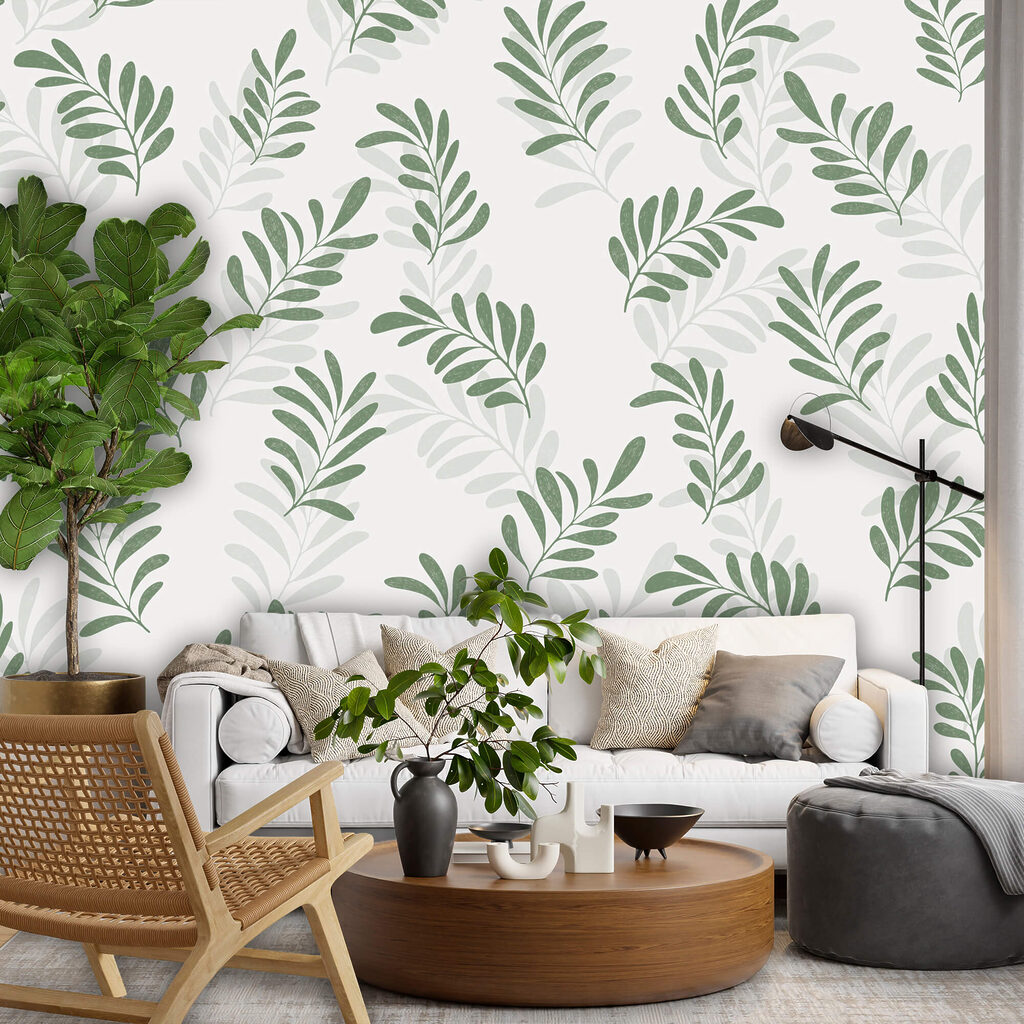 Візерунок з листя на білому тлі