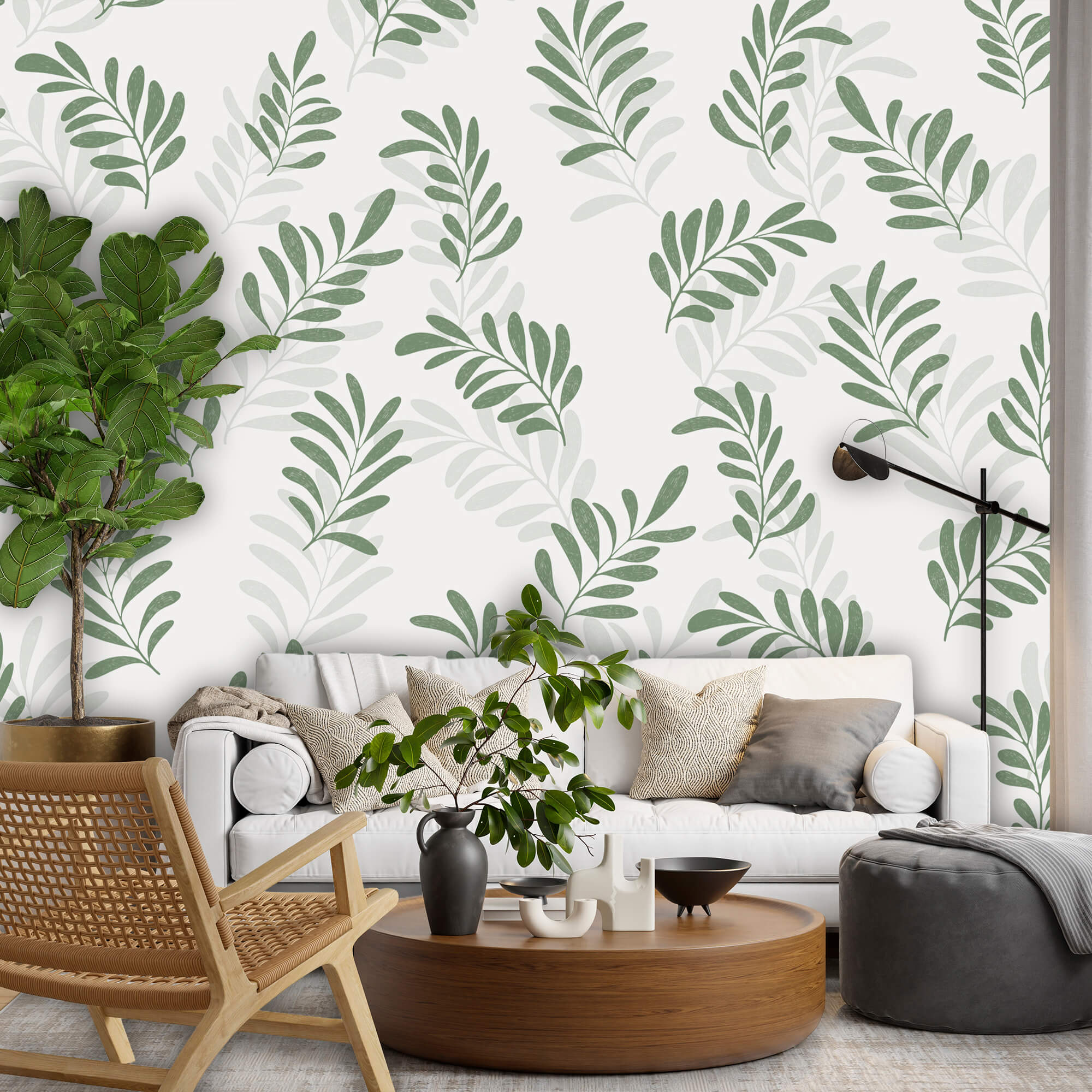 Візерунок з листя на білому тлі