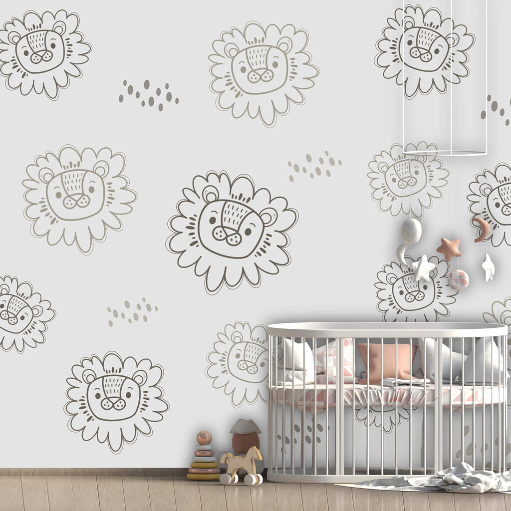 Візерунок із левів, намальований на білому тлі