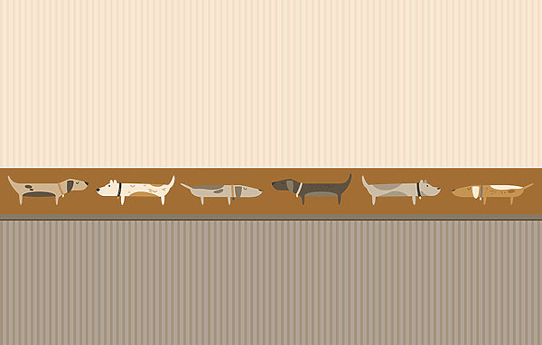 Row of dogs on a wall Row of dogs on a wall