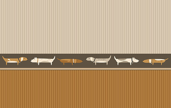 Row of dogs on a wall Row of dogs on a wall