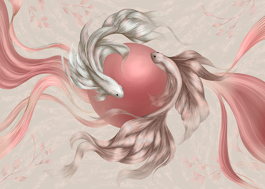Couple of fish with a pink circle Couple of fish with a pink circle
