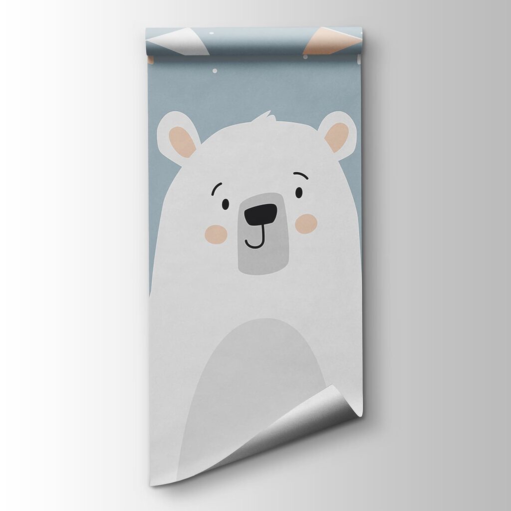 White bear with a blue background