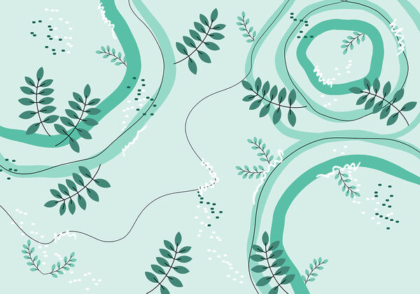 Green and white pattern with leaves Green and white pattern with leaves