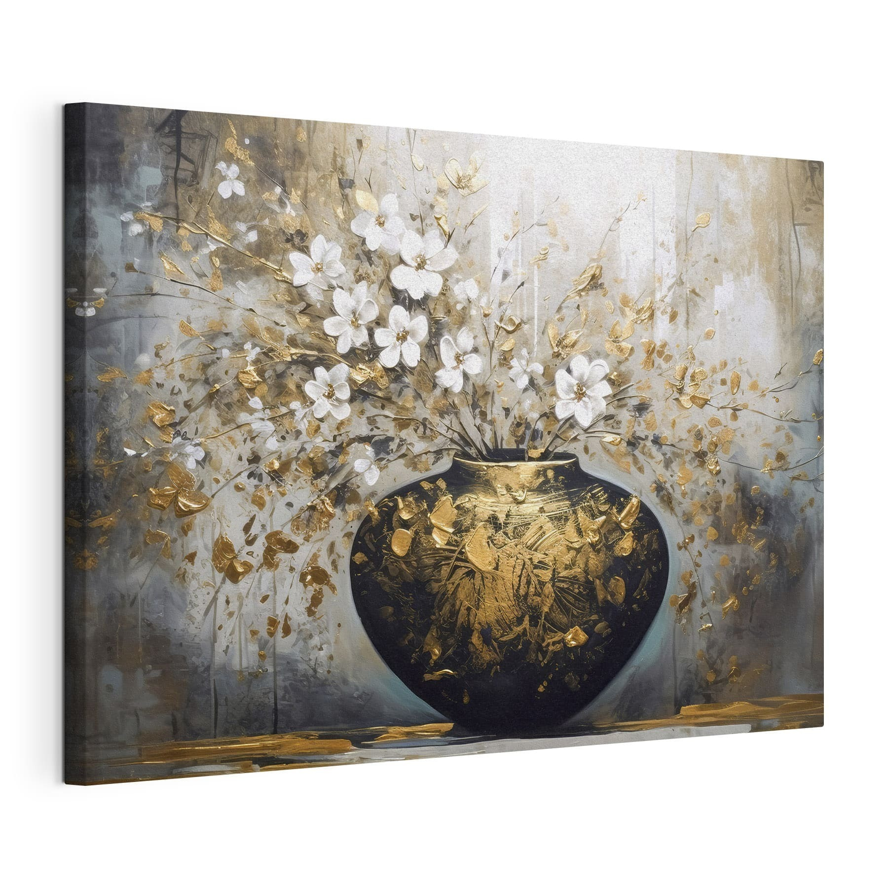 A painting of flowers in a vase A painting of flowers in a vase