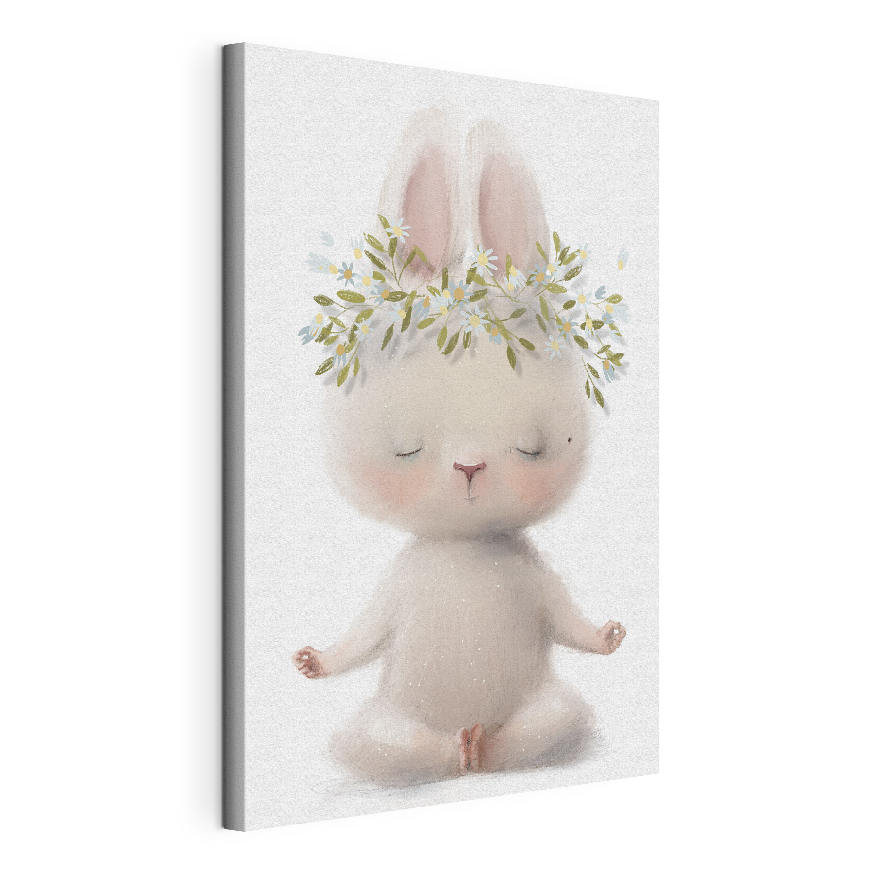 A cartoon of a bunny with flowers on its head A cartoon of a bunny with flowers on its head
