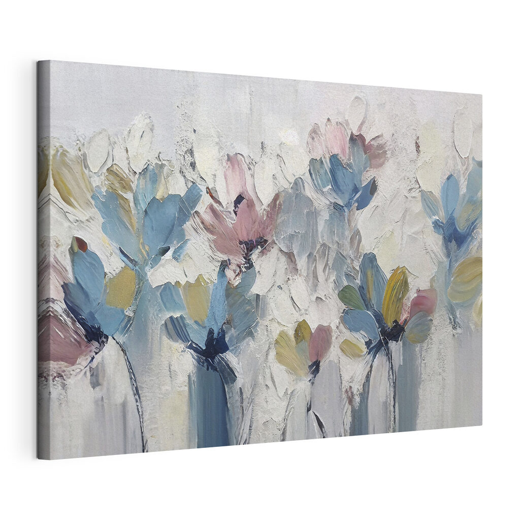 A painting of flowers on a white surface