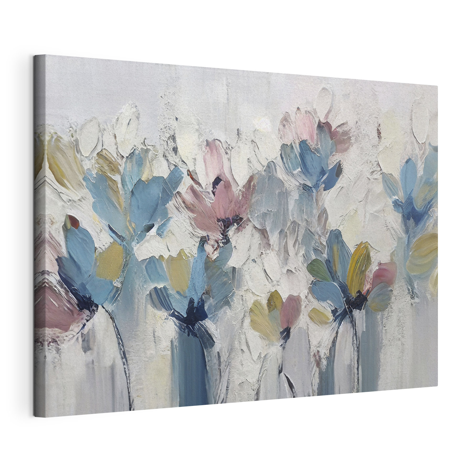 A painting of flowers on a white surface