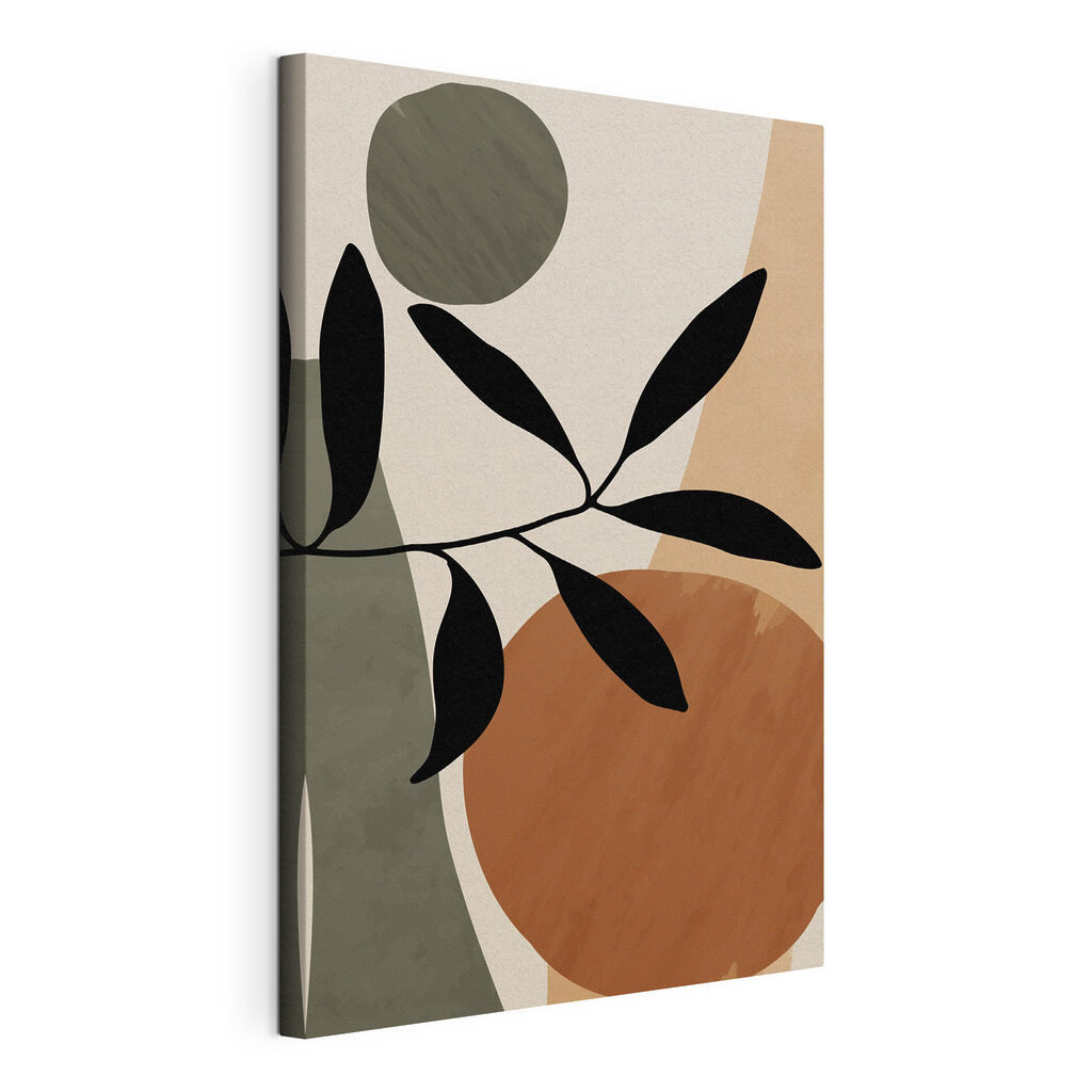 A black leaf on a branch with circles and circles A black leaf on a branch with circles and circles