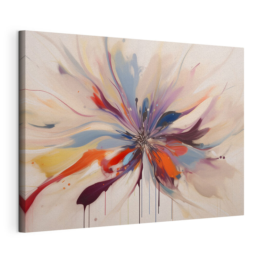 A colorful flower with a burst of paint A colorful flower with a burst of paint