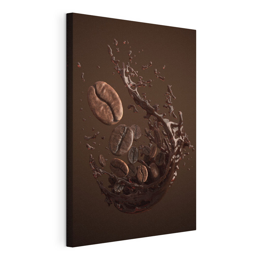 Coffee beans falling into a liquid Coffee beans falling into a liquid