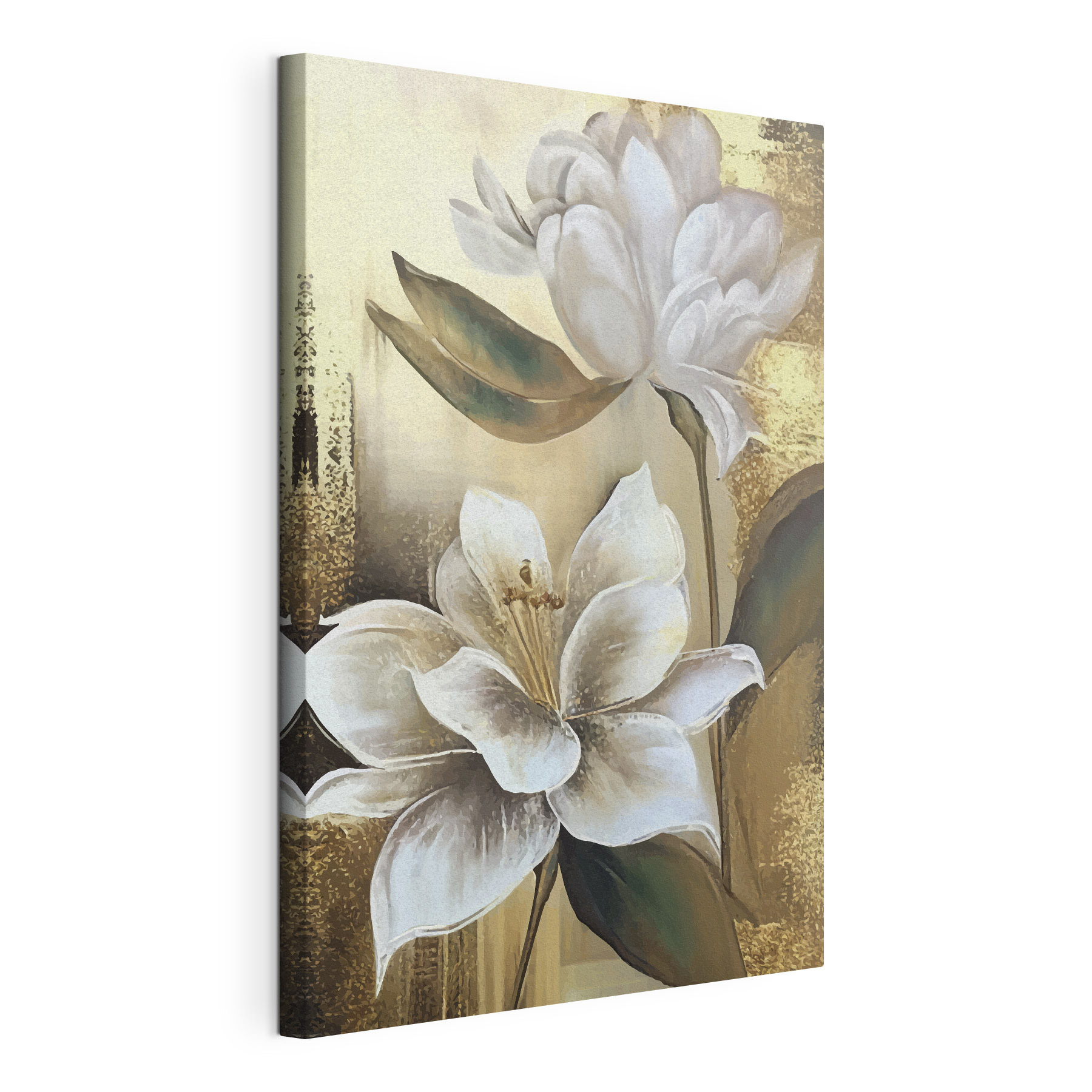 A painting of flowers on a wall A painting of flowers on a wall