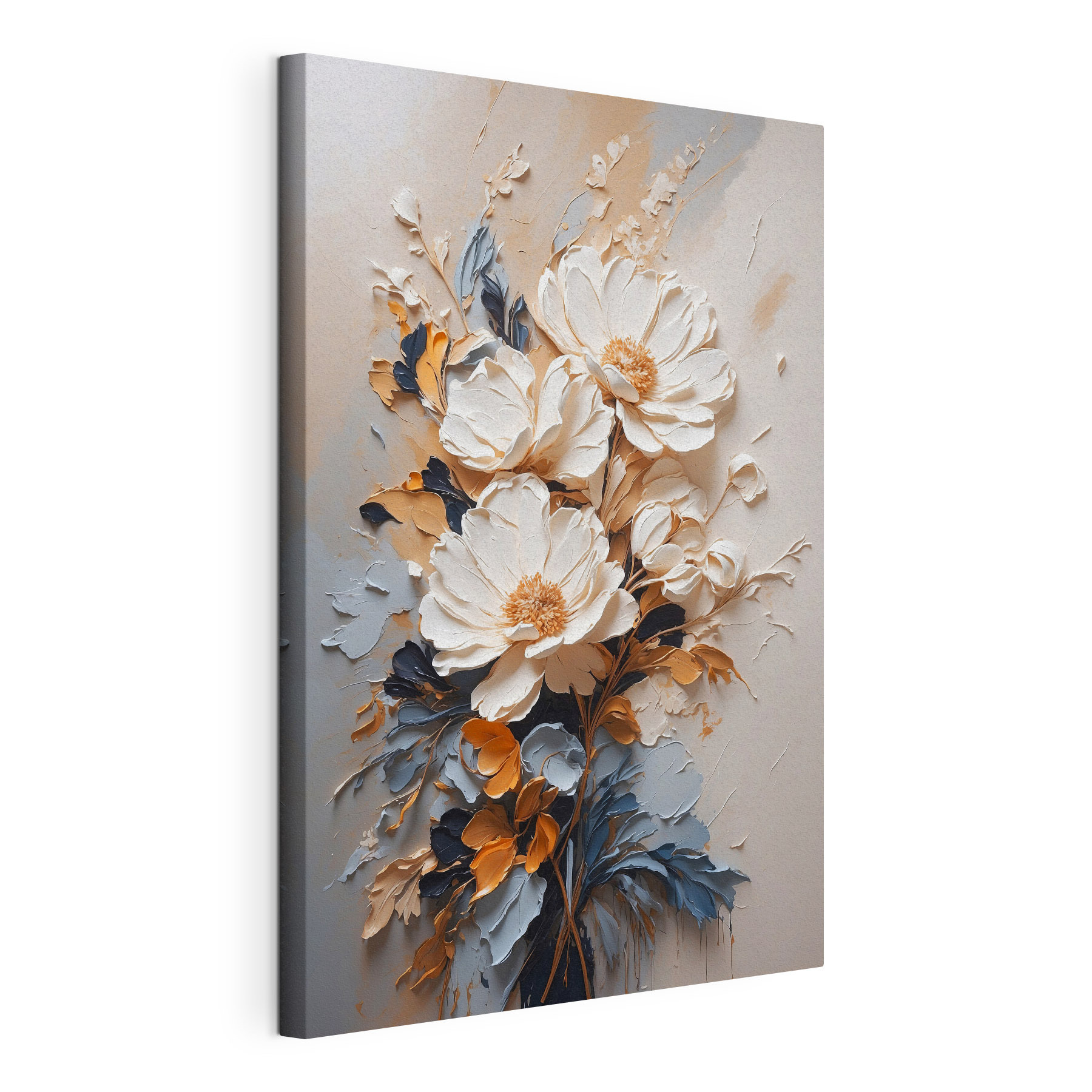 A painting of flowers on a wall A painting of flowers on a wall