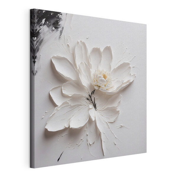 A white flower with black paint A white flower with black paint