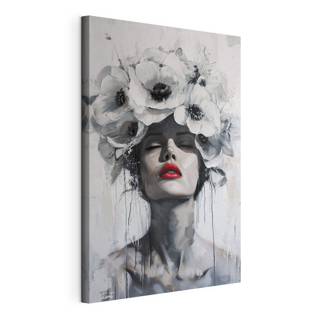 Painting of a woman with flowers on her head Painting of a woman with flowers on her head