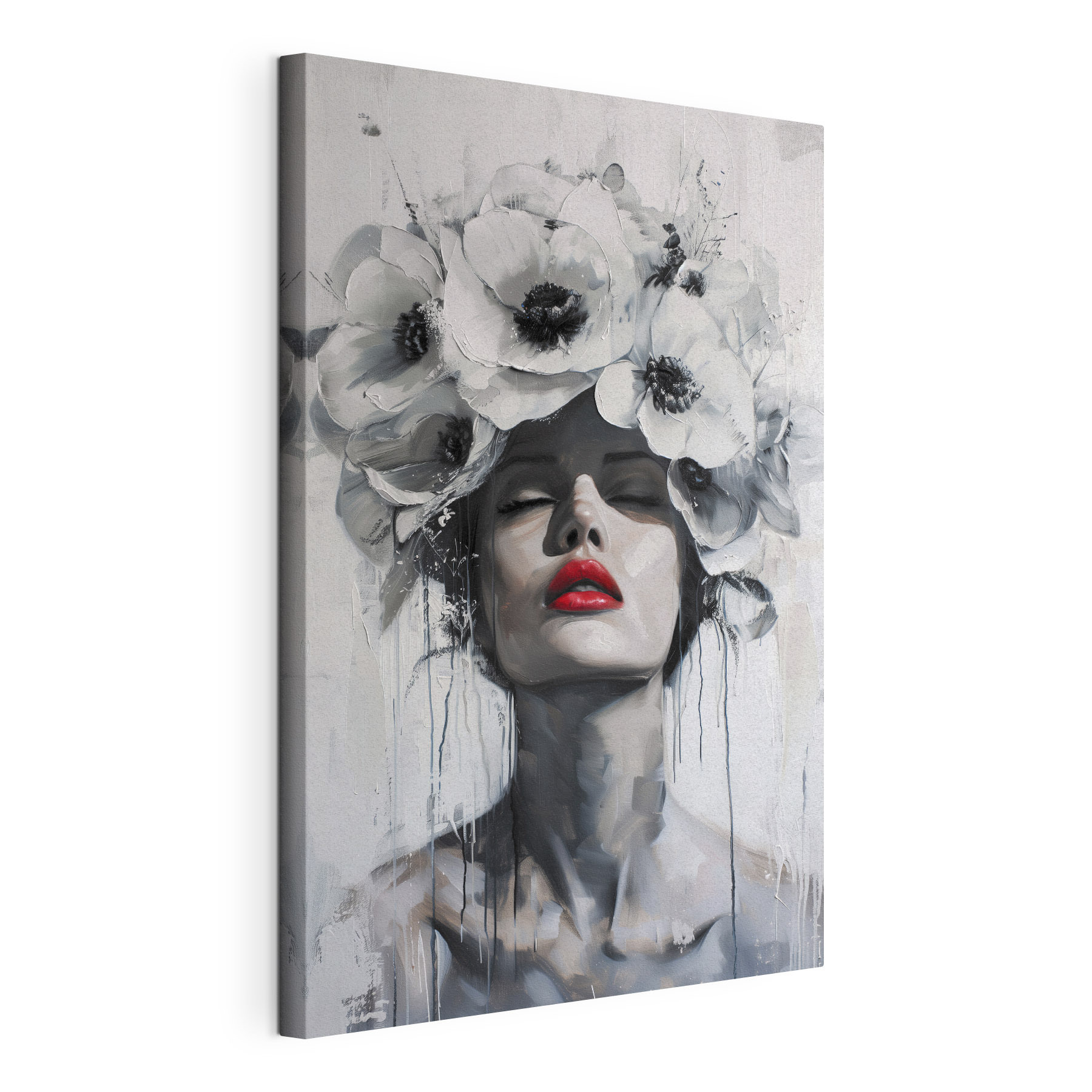 Painting of a woman with flowers on her head Painting of a woman with flowers on her head