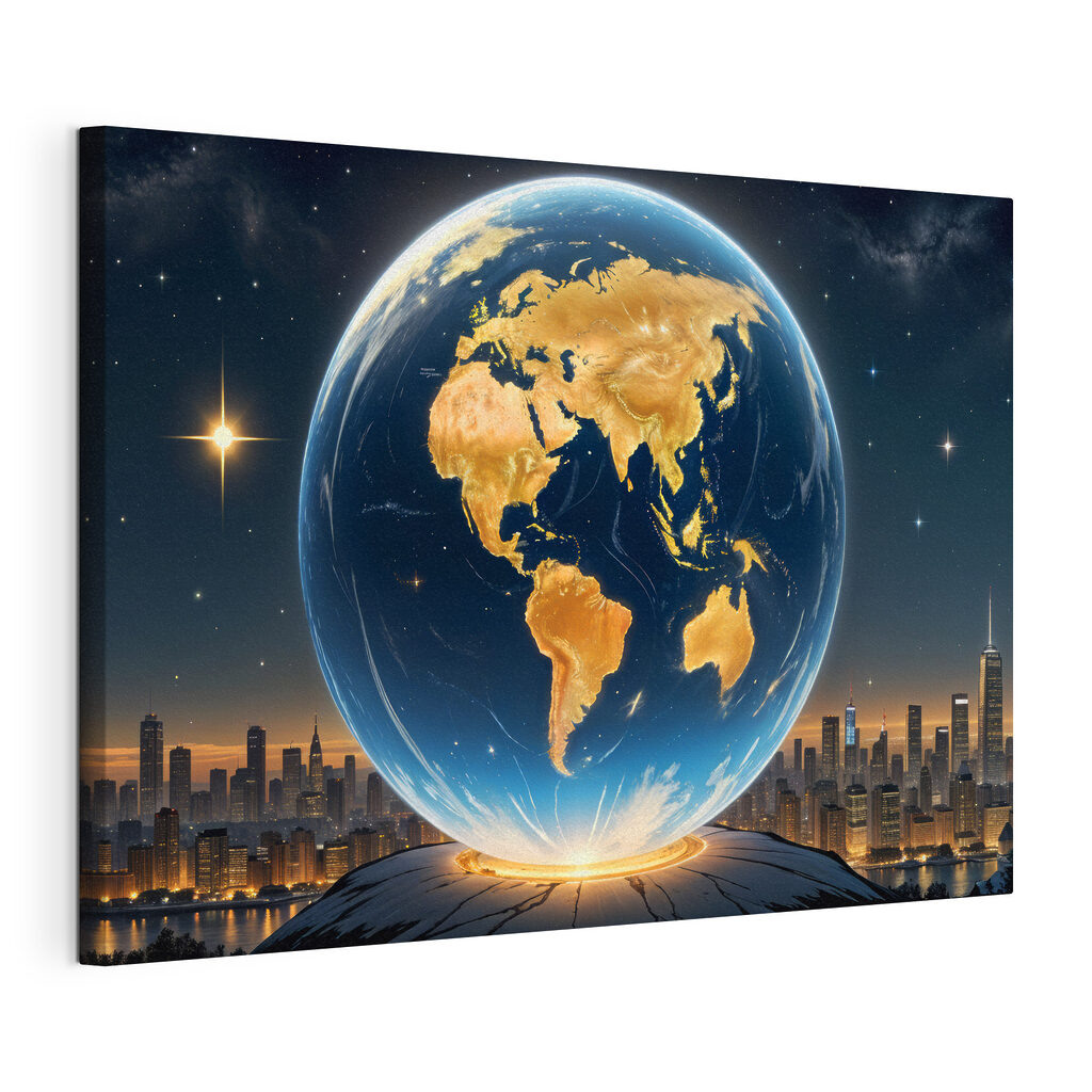 Globe with lights on it