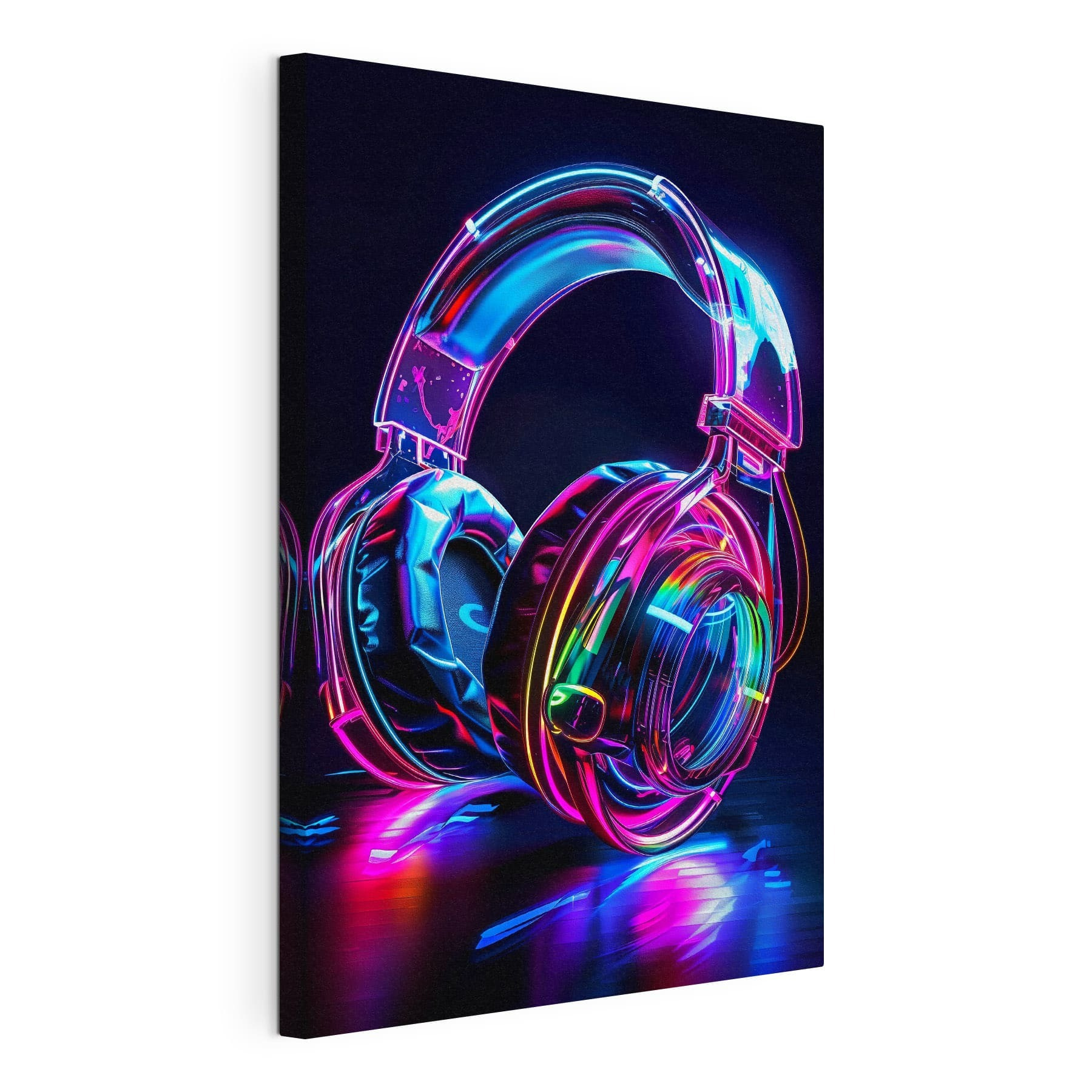 Colorful headphones on a black background Colorful headphones on a black background