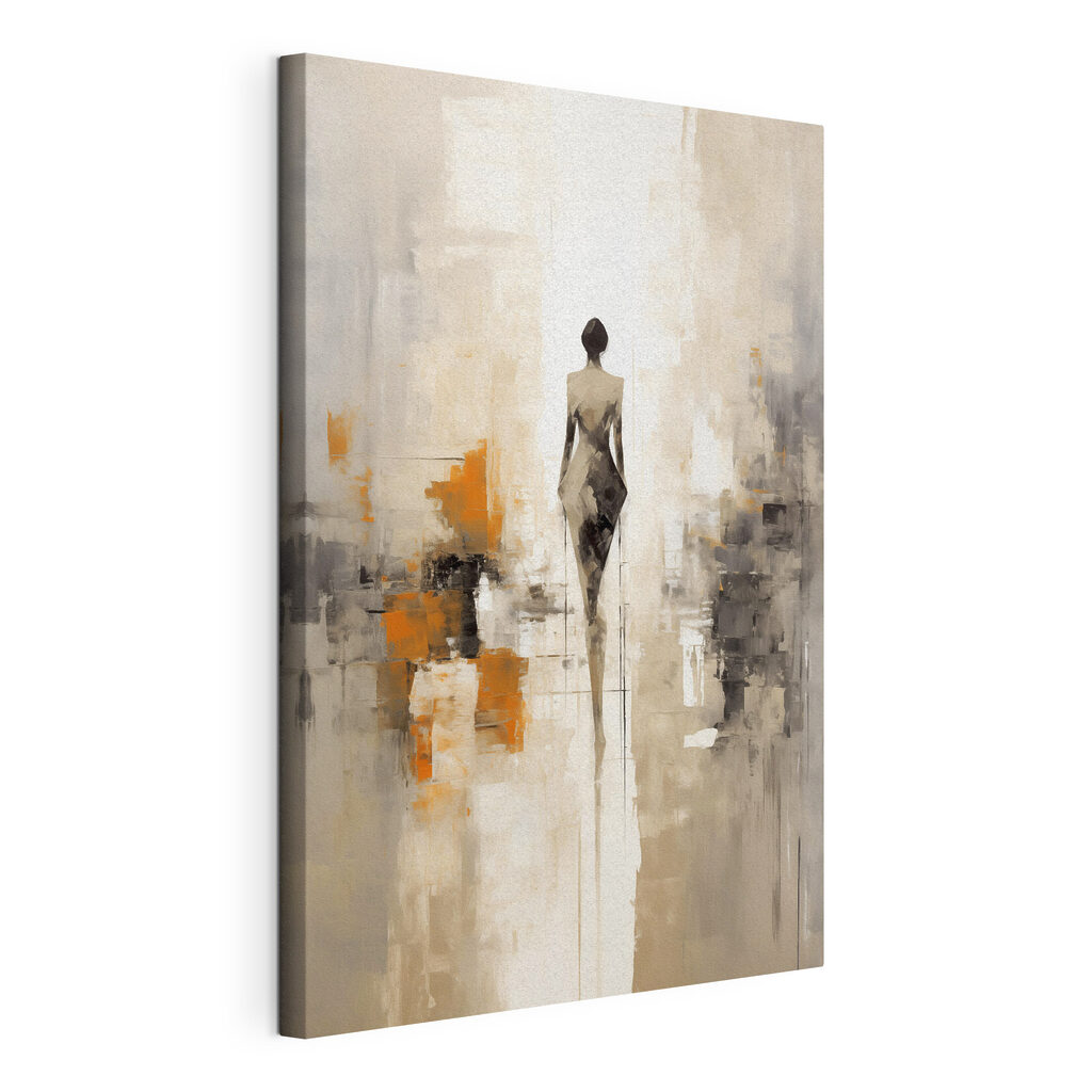 Painting of a woman standing in a room Painting of a woman standing in a room