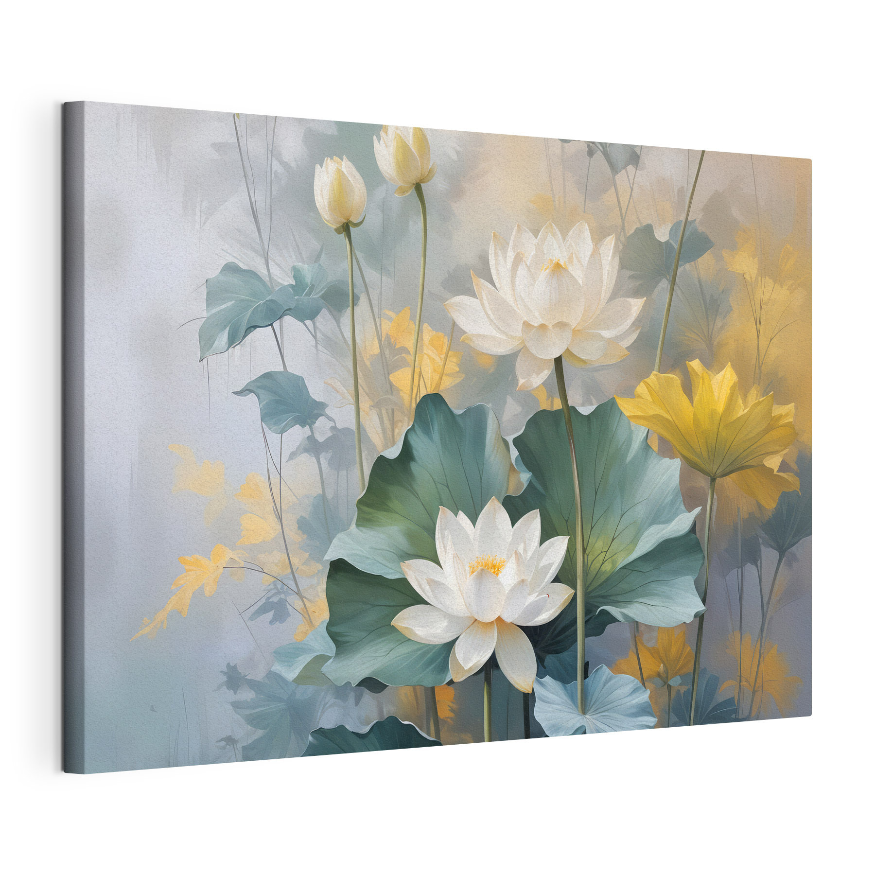 Painting of white flowers and green leaves