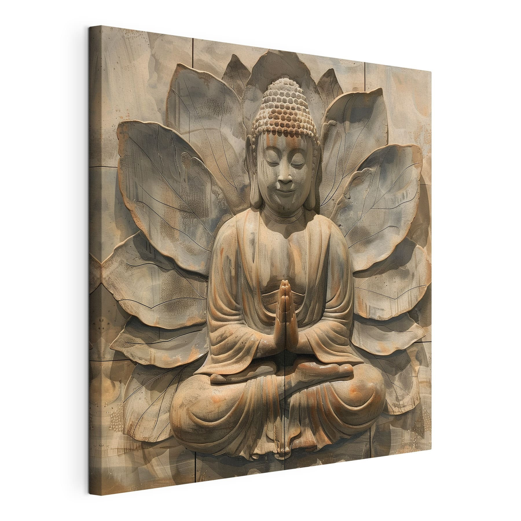 Stone statue of a person sitting in a lotus pose