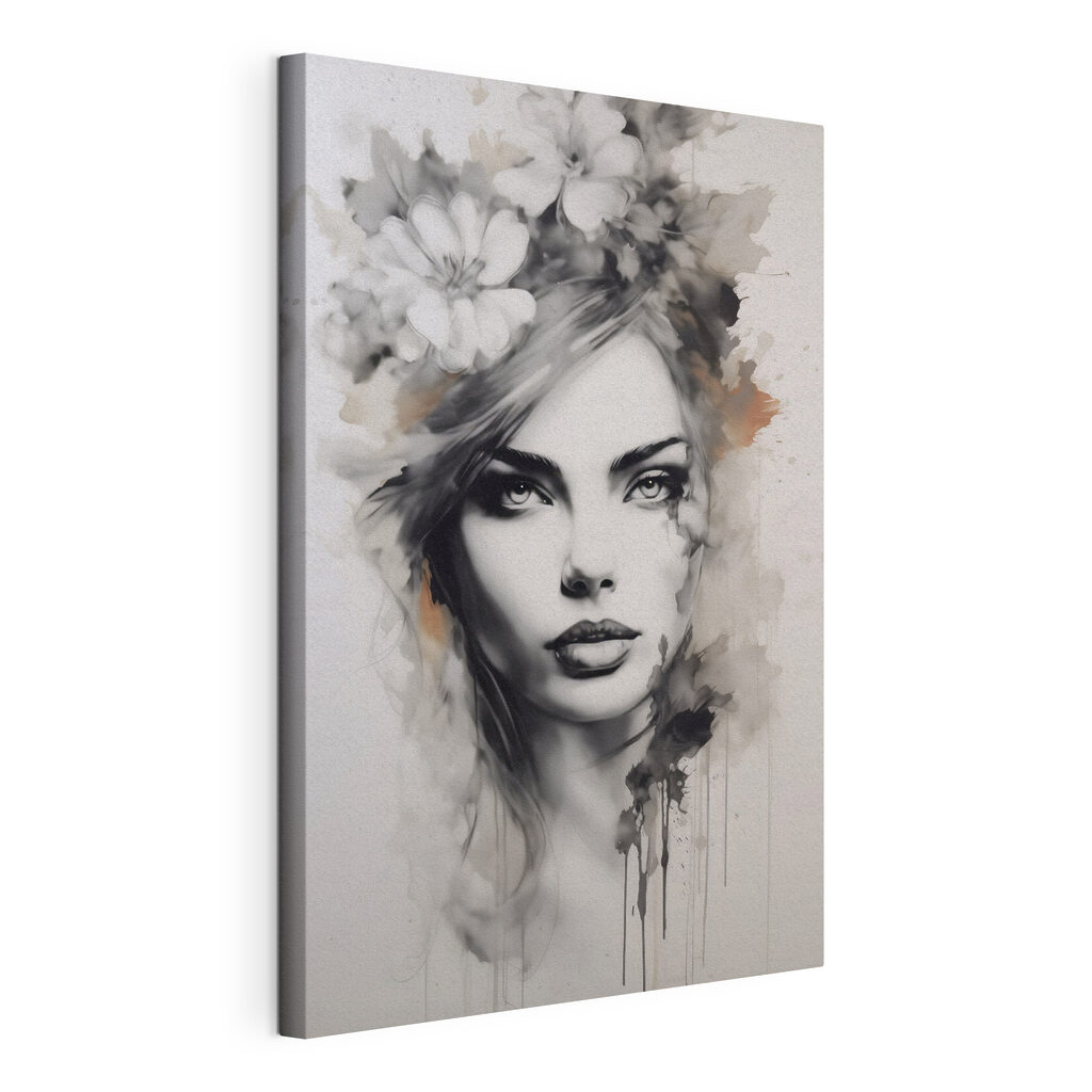 Painting of a woman with flowers in her hair