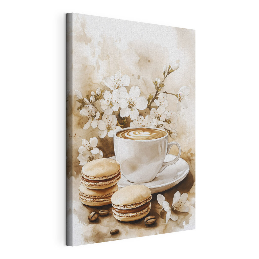 Cup of coffee and macaroons
