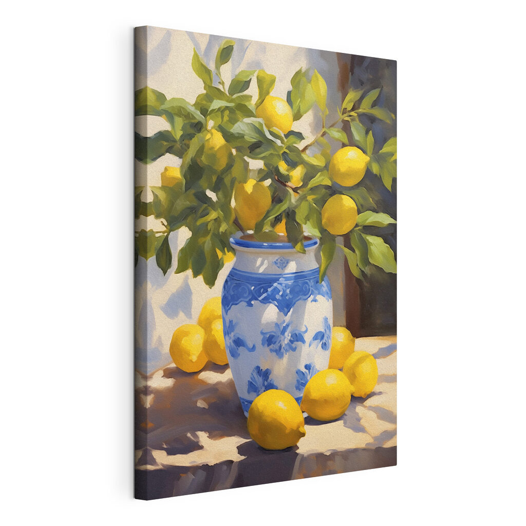 Painting of lemons in a vase Painting of lemons in a vase