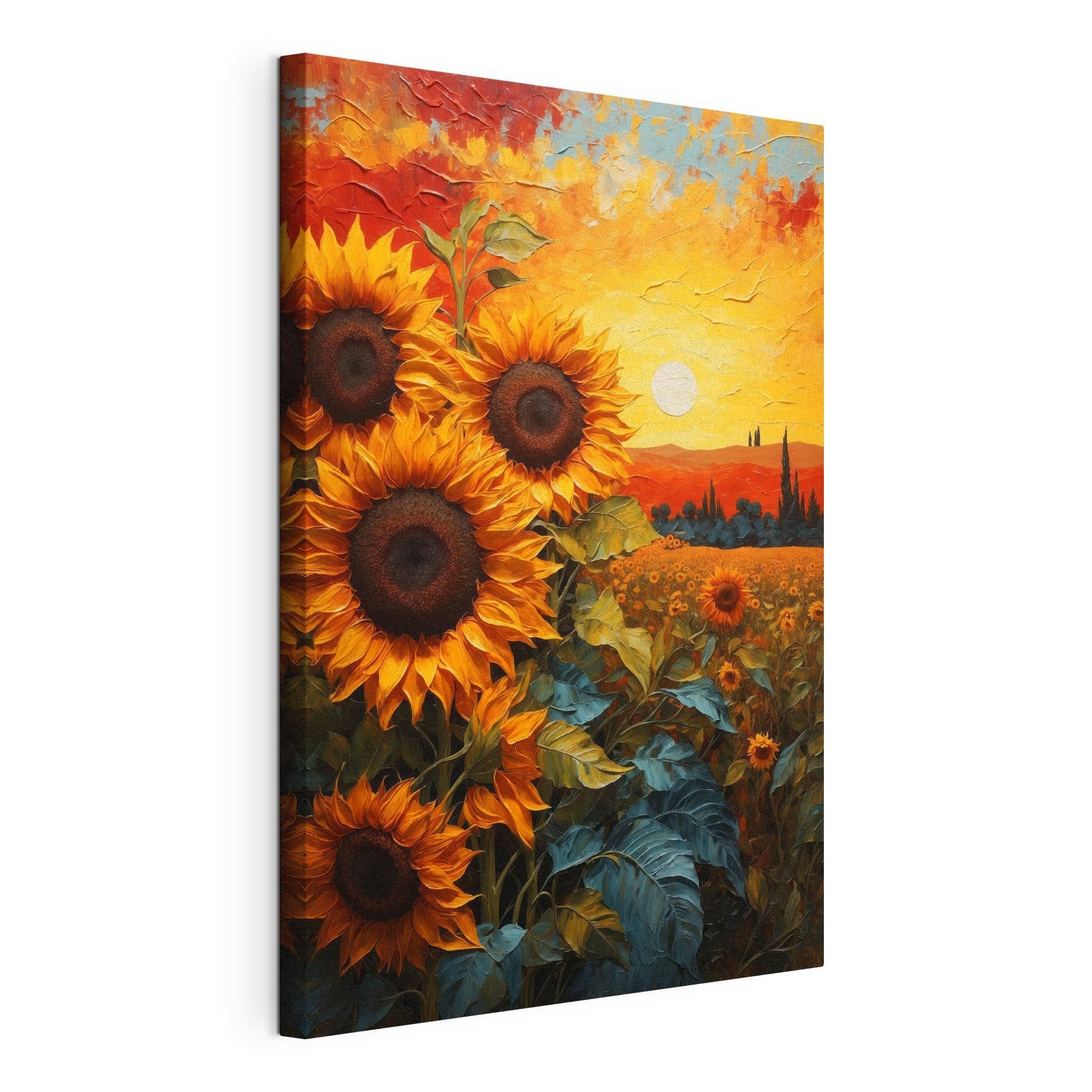 Painting of sunflowers in a field Painting of sunflowers in a field