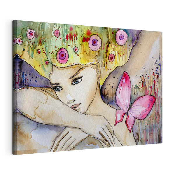 Canvas prints Woman with butterfly on her head Картина Canvas prints Woman with butterfly on her head