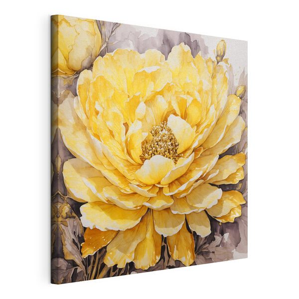 A painting of a yellow flower