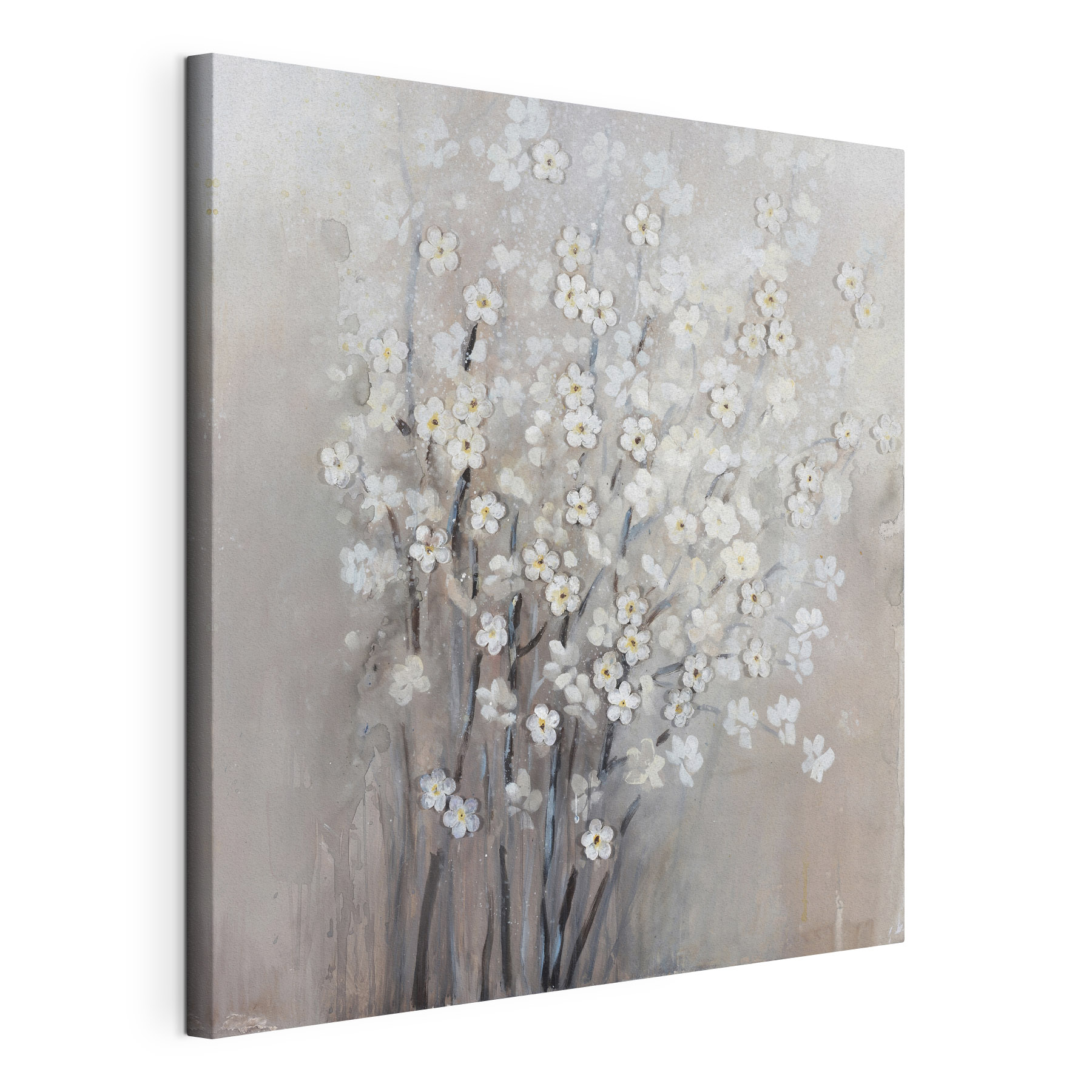 A painting of white flowers