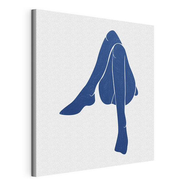 A blue drawing of a woman's legs